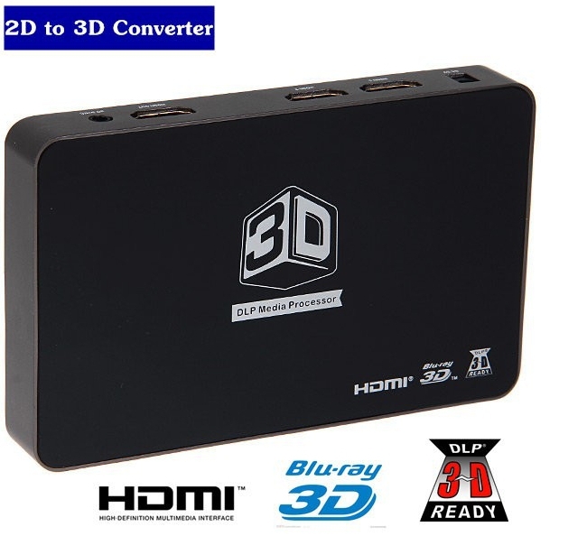 2D به 3D HDMI تبدیل ویدیو جعبه HD 1080P 720P 3D DLP پروژکتور پشتیبانی از پردازنده رسانه ها HDMI 1 خارج و 2 برای بازی های تلویزیونی 3D