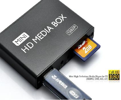 MP013 Mini 1080P HD Media Player با HDMI / AV / USB / SD / MMC - مشکی