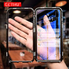 2018 Newest Ultra Slim Magnetic Adsorption Phone Case Metal Frame Tempered Glass Case for iPhone X for Samsung